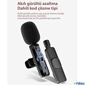 Schitec K9 Type-c Çift Kablosuz Wireless Hd Yaka Mikrofonu Siyah