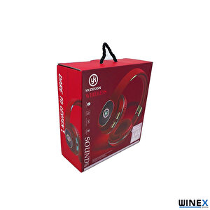 Winex Yk Led Kulak Üstü Bluetooth Kulaklık Kırmızı