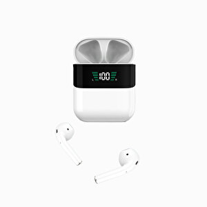 Dvip P45 Tws 5.0 Dijital Ekranlı Bluetooth Kulaklık Beyaz Beyaz