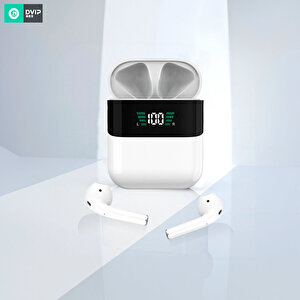 Dvip P45 Tws 5.0 Dijital Ekranlı Bluetooth Kulaklık Beyaz Beyaz