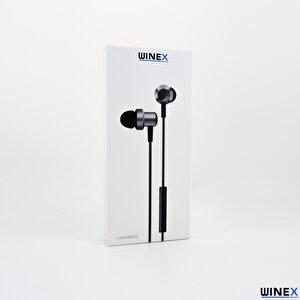 Winex Mıknatıslı Metal Mikrofonlu Kablolu Kulakiçi Kulaklık Gri