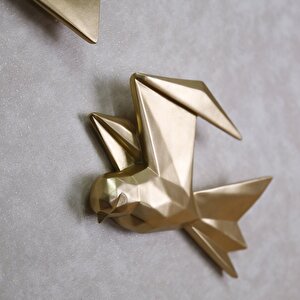 Mouette 3'lü Dekoratif Kuş Altın