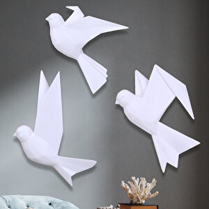 Mouette 3'lü Dekoratif Kuş Beyaz