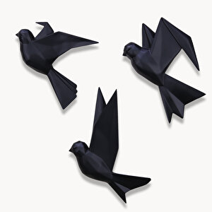 Mouette 3'lü Dekoratif Kuş Siyah