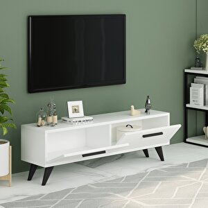 Active İki Kapaklı Tv Sehpası Tv Ünitesi Beyaz 120 Cm