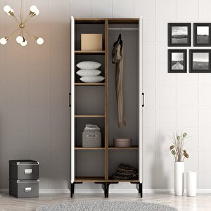Kumsal 2 Kapili (rs) Gardrop - Li̇dya / Beyaz Ceviz Beyaz