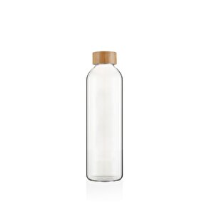 Bambu Kapaklı Borosilikat Cam Su Şişesi 550 Ml