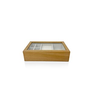 Ahşap Takı Kutusu 6 Bölmeli 34x19x8 Cm