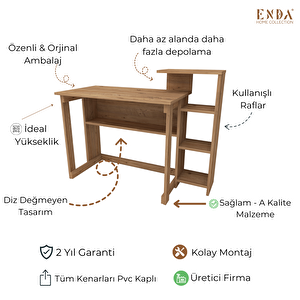 SAYE 5 Raflı Kitaplıklı Çalışma Masası Çam Çam