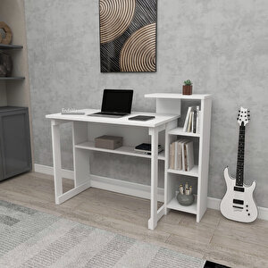 SAYE 5 Raflı Kitaplıklı Çalışma Masası Beyaz