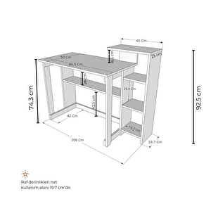 SAYE 5 Raflı Kitaplıklı Çalışma Masası Beyaz