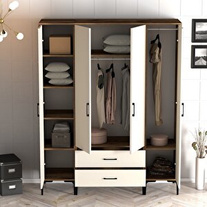 Kumsal 4 Kapili (sts) Gardrop - Li̇dya / Krem Ceviz-Krem