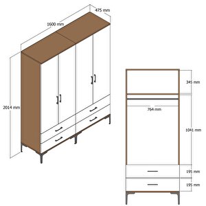 Kumsal 4 Kapili (tt) Gardrop - Li̇dya / Beyaz