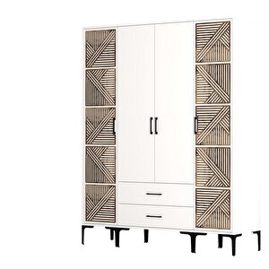 Kumsal 4 Kapili (ptp) Gardrop - Beyaz / Beyaz