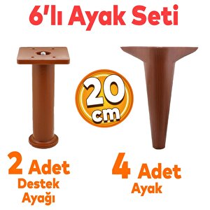Aspen 6'lı Set Mobilya Tv Ünitesi Çekyat Koltuk Kanepe Destek Ayağı 20 Cm Ahşap Desenli Baza Ayak