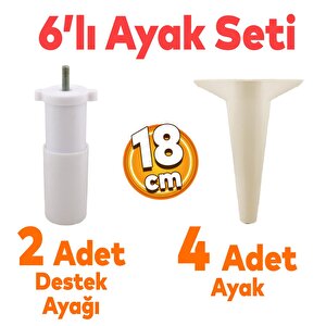 Aspen 6'lı Set Mobilya Tv Ünitesi Koltuk Kanepe Konsol Destek Ayağı Ayakları 18 Cm Krem M8