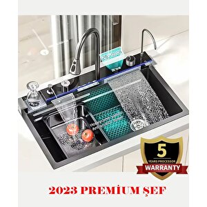 Premium Şef 2023 Dijital Eviye Seti Honeycomb Teknolojik Antrasit 7 Fonksiyon Full 75x46cm
