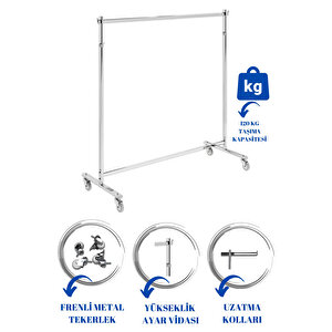 Ayarlanabilir Kromaj Kaplı Orta Stand Konfeksiyon Standı Askılık Yüksek Kalite Metal Orta Stand