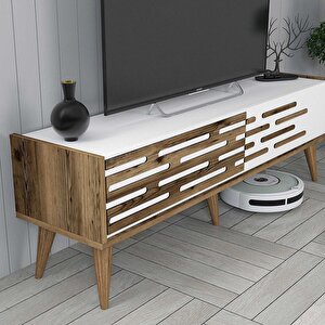 Valensi̇ya 140cm Tv Üni̇tesi̇ Ve Orta Sehpa Takimi - Cevi̇z / Beyaz