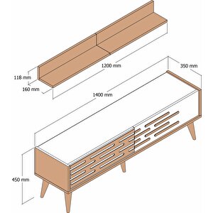 Valensi̇ya 140cm Tv Üni̇tesi̇ - Cevi̇z / Krem