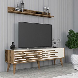 Valensi̇ya 140cm Tv Üni̇tesi̇ Ve Orta Sehpa Takimi - Cevi̇z / Krem