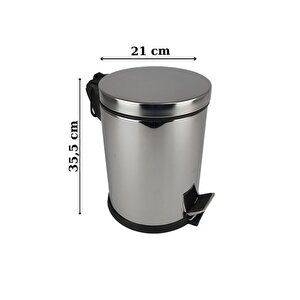 Paslanmaz Çelik Mutfak Çöp Kovası 8 Lt Gri - Ef404 - Hyt