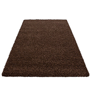 Shaggy Halı 50 Mm Hav Yüksekliğinde Düz Koyu Kahverengi 60x110 cm