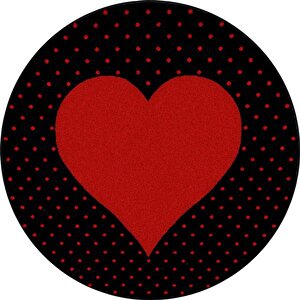 Çocuk Bebek Odası Halısı Kalp Puan Desenli Halı Kırmızı Siyah