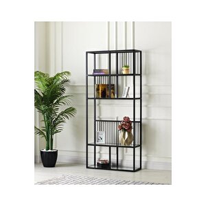 Matis Dekoratif Kitaplık 80x30x180 Siyah