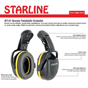 Starline Bt-01 Barete Takılabilir Kulak Koruyucu Kulaklık 25db