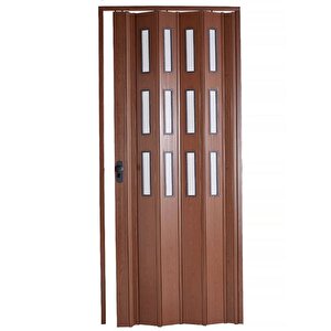 Akordiyon Kapı 162x240 Ceviz Camlı 12 Mm Katlanır Akordeon Pvc 162x240 cm