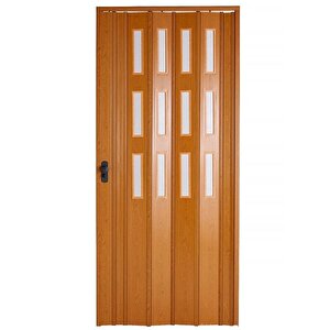 Akordiyon Kapı 102x216 Meşe Camlı 12 Mm Katlanır Akordeon Pvc 102x216 cm