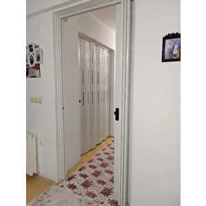 Akordiyon Kapı 102x241 Beyaz Camlı 12 Mm Katlanır Akordeon Pvc 102x241 cm