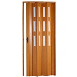 Akordiyon Kapı 72x229 Meşe Camlı 12 Mm Katlanır Akordeon Pvc 72x229 cm