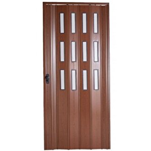 Akordiyon Kapı 72x180 Ceviz Camlı 12 Mm Katlanır Akordeon Pvc 72x180 cm