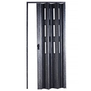 Akordiyon Kapı 87x197 Karaağaç Camlı 12 Mm Katlanır Akordeon Pvc 87x197 cm
