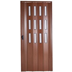 Akordiyon Kapı 117x190 Ceviz Camlı 12 Mm Katlanır Akordeon Pvc 117x190 cm