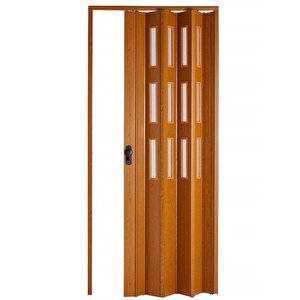 Akordiyon Kapı 132x182 Meşe Camlı 12 Mm Katlanır Akordeon Pvc 132x182 cm
