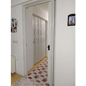 Akordiyon Kapı 72x182 Beyaz Camlı 12 Mm Katlanır Akordeon Pvc 72x182 cm
