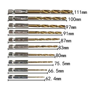 Altıgen Bits Girişli Matkap Uç Seti 10 Parça 6 Gen Saplı 1/4 Hex Ahşap Metal Uç Takımı