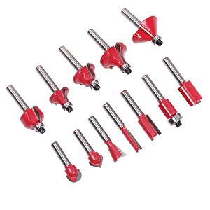 12 Parçalı Ahşap Çantalı Freze Uç Seti 6mm Ahşap Oyma Yontma Delme Uç Seti 1 Parça Menteşe yuva Pancı router bits