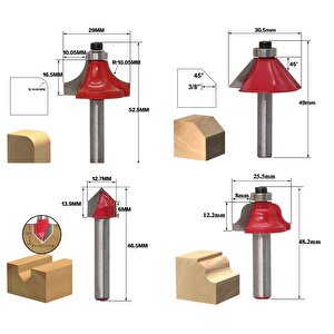 12 Parçalı Ahşap Çantalı Freze Uç Seti 6mm Ahşap Oyma Yontma Delme Uç Seti 1 Parça Menteşe yuva Pancı router bits
