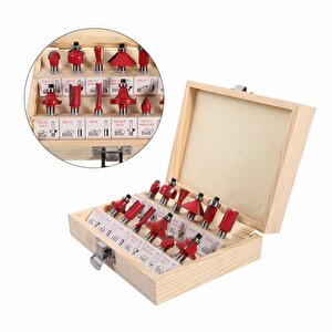 12 Parçalı Ahşap Çantalı Freze Uç Seti 6mm Ahşap Oyma Yontma Delme Uç Seti 1 Parça Menteşe yuva Pancı router bits