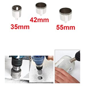 Cam Mermer Granit Delme Pancı 35mm 45mm 55mm Matkap Için 3lü Elmaslı Delik Karot