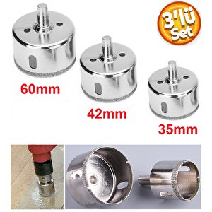 Cam Mermer Granit Delme Pancı 35mm 42mm 60mm Matkap Için 3lü Elmaslı Delik Karot