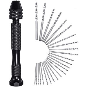 Mini El matkap 25li matkap ucu 0,5 – 3,0 mm Hassas el matkabı seti metal ahşap kuyumcu model yapımı