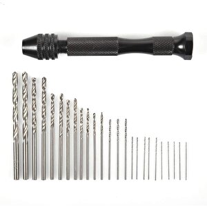 Mini El matkap 25li matkap ucu 0,5 – 3,0 mm Hassas el matkabı seti metal ahşap kuyumcu model yapımı