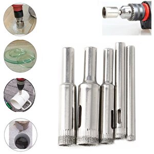 Mermer Granit Fayans Cam Yuvarlak Delme Pancı 3 4 5 6 8mm Elmas Uç Delik Açma Matkap Karot 5 Parça