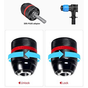 13mm Metal Kilitlemeli Agır Hizmet Matkap Kırıcı Mandreni 1/2" girişli Anahtarsız otomatik Kilit Mandren SDS plus Adaptörlü
