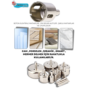 Mermer Granit Fayans Cam Yuvarlak Delme Pancı  8mm 12mm 16mmelmas Uç Delik Açma Matkap Karot 3 Parça